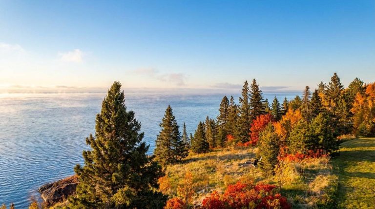 fall colors viewed from the Aspenwood cabin in Lake Superior